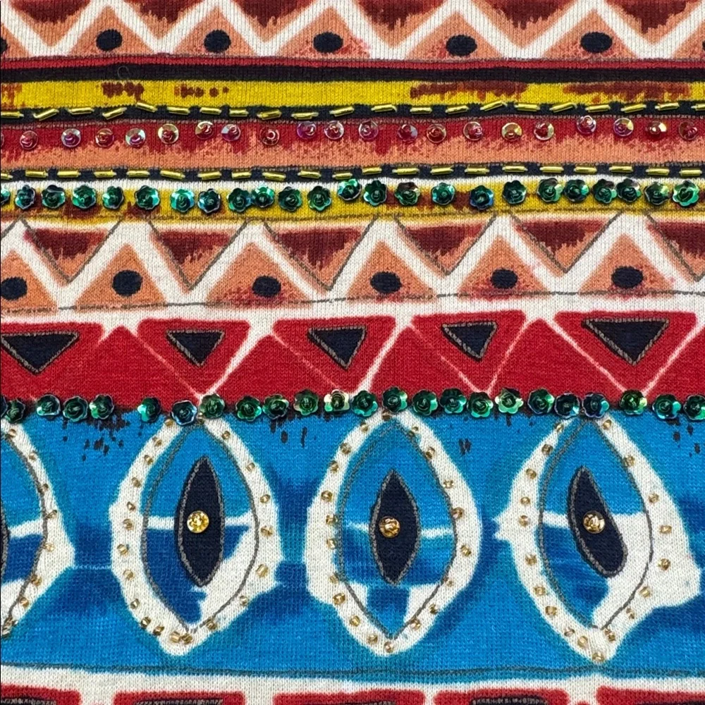 Sacred Threads 100% Cotton Beaded L/S Top. Small - Picture 4 of 8